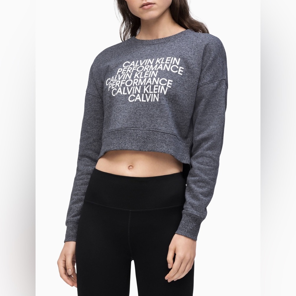 Calvin Klein Logo Zip-Back Cropped Sweatshirt